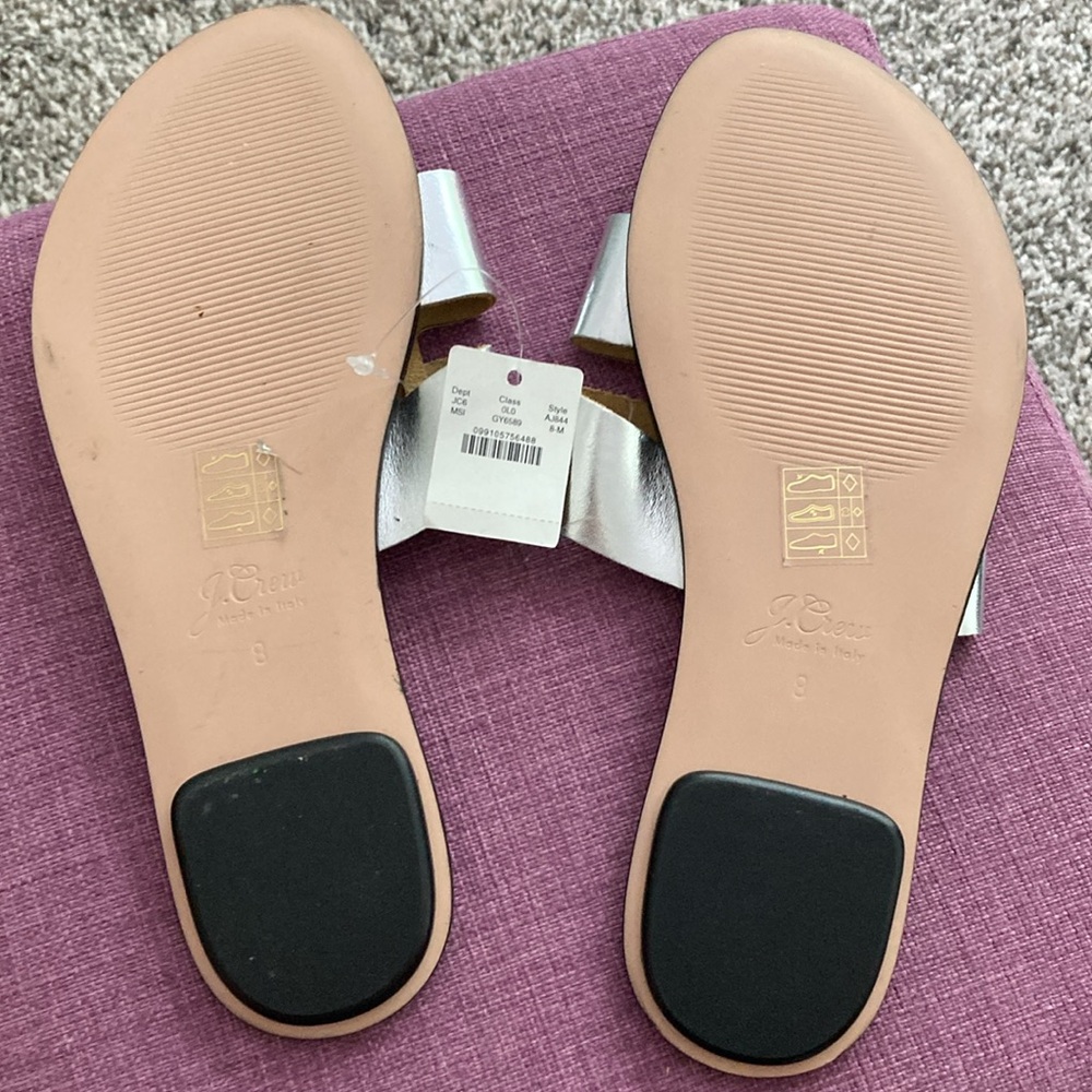 J Crew Metallic Silver Slide Sandals Cyprus size 8 - Picture 3 of 12